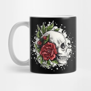 Skull with Flowers Graphic Mug